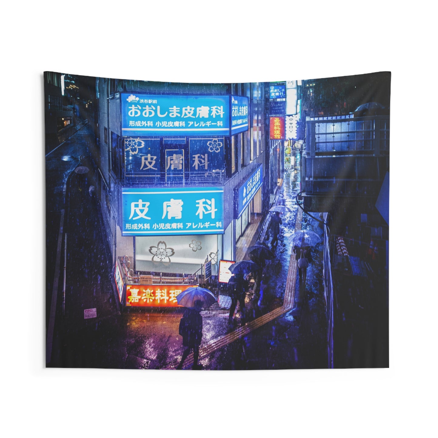 Rainy Tokyo Night Indoor Wall Tapestry
