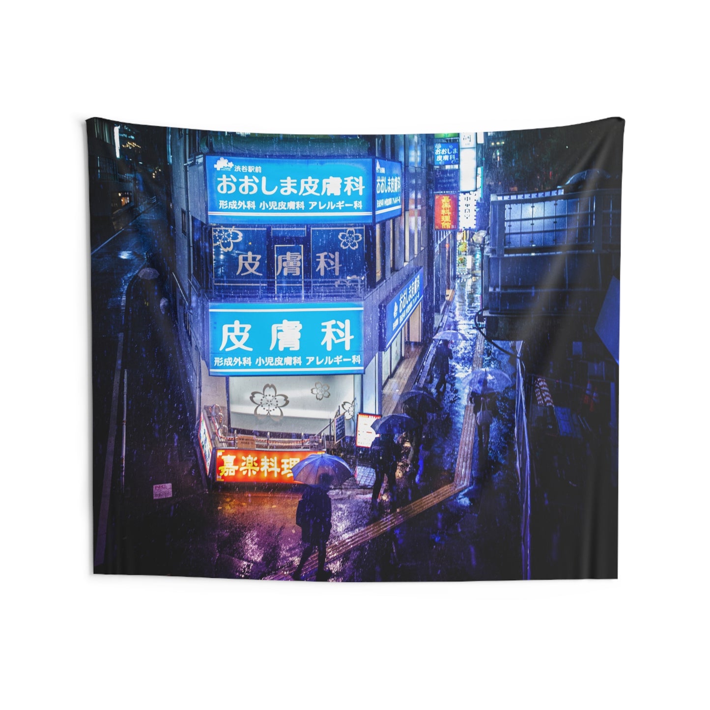 Rainy Tokyo Night Indoor Wall Tapestry