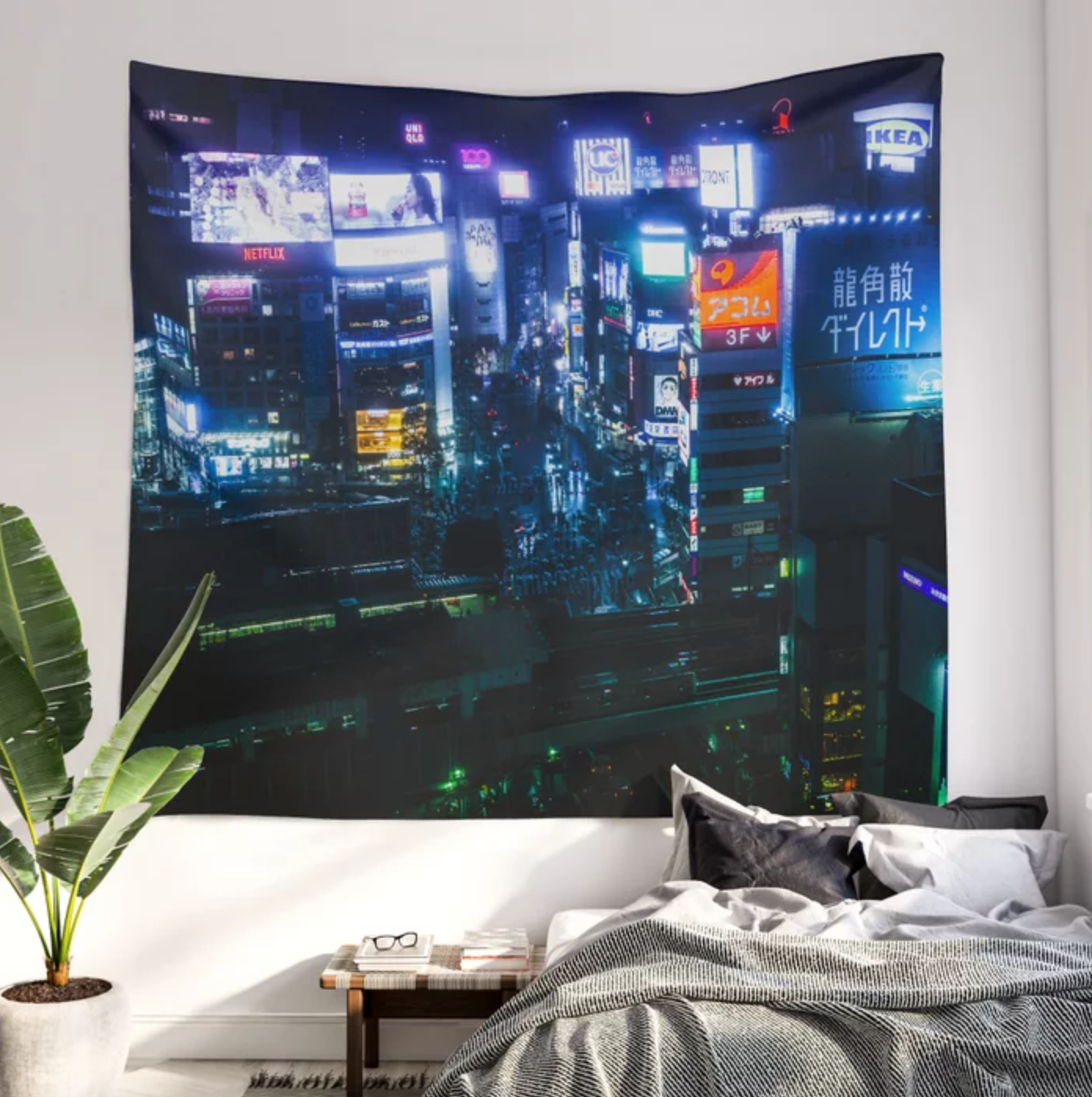 Shibuya Sky View Nightscape Wall Tapestry