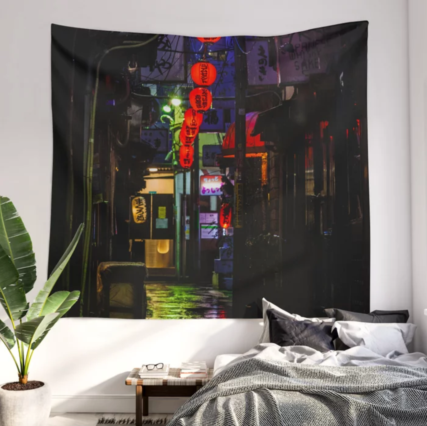 Japanese Drinking Alleyway Wall Tapestry