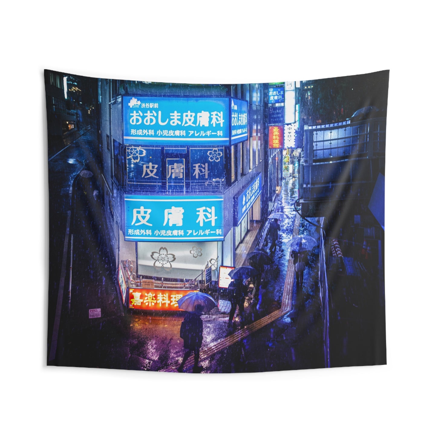 Rainy Tokyo Night Indoor Wall Tapestry