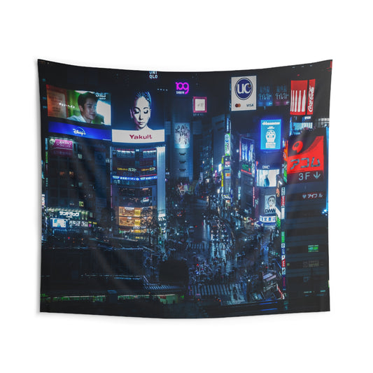 Shibuya Crossing Nightlife Wall Tapestry