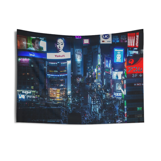 Shibuya Crossing Nightlife Wall Tapestry