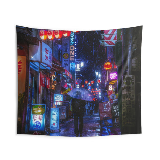 Cyberpunk Neon Tokyo Wall Tapestry