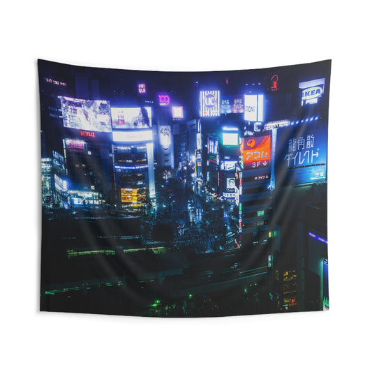 Shibuya Sky View Nightscape Wall Tapestry
