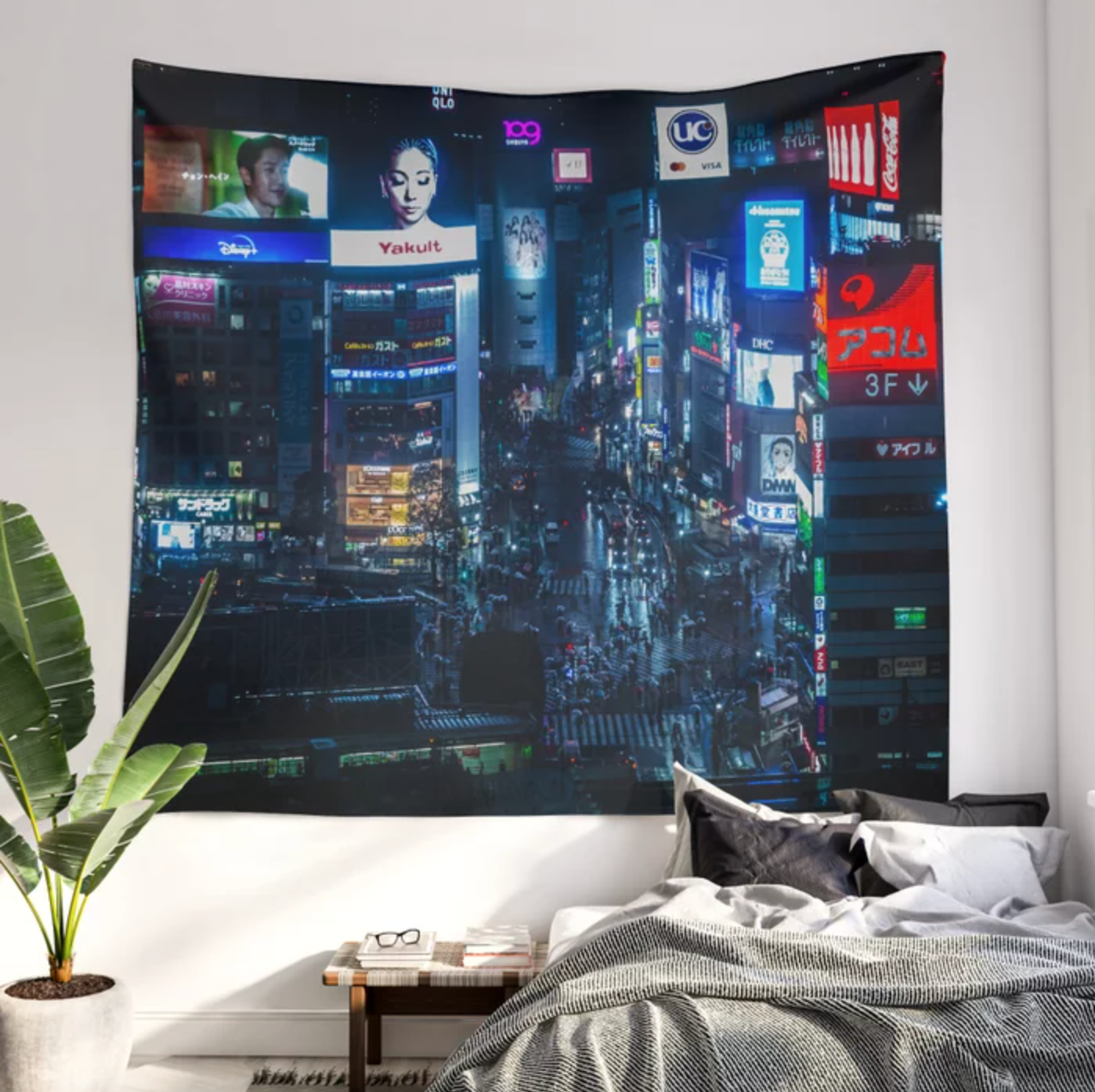 Shibuya Crossing Nightlife Wall Tapestry