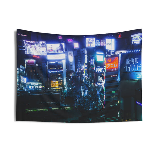 Shibuya Sky View Nightscape Wall Tapestry