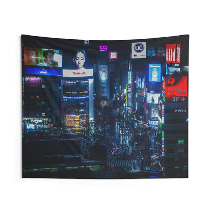 Shibuya Crossing Nightlife Wall Tapestry