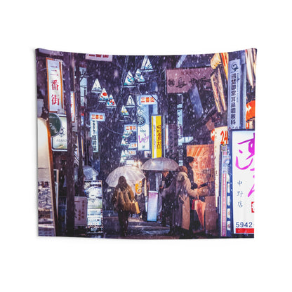 Tokyo Winter Scene Wall Tapestry
