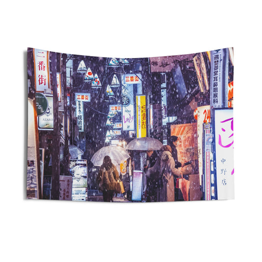 Tokyo Winter Scene Wall Tapestry