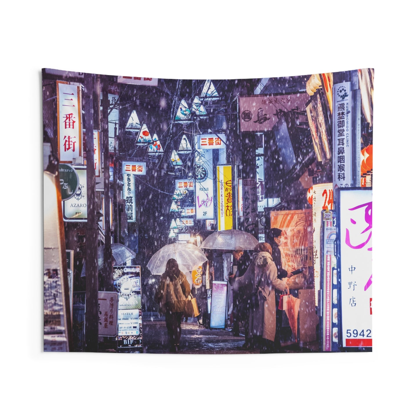Tokyo Winter Scene Wall Tapestry