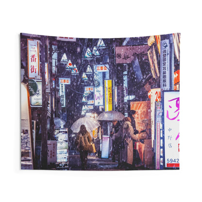 Tokyo Winter Scene Wall Tapestry