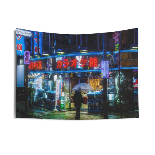 Neon Lights Shibuya Wall Tapestry
